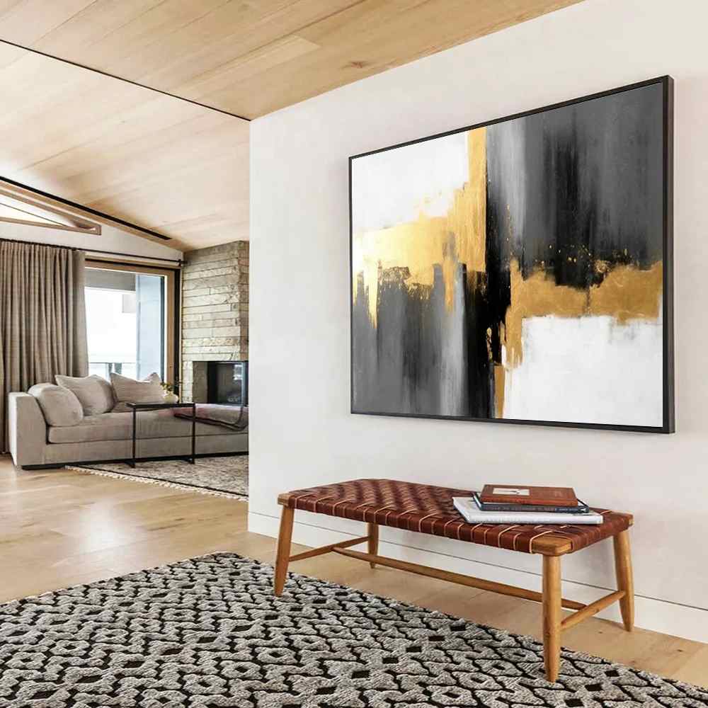 Leaf Original Black Contemporary Abstract Artwork 6332Y